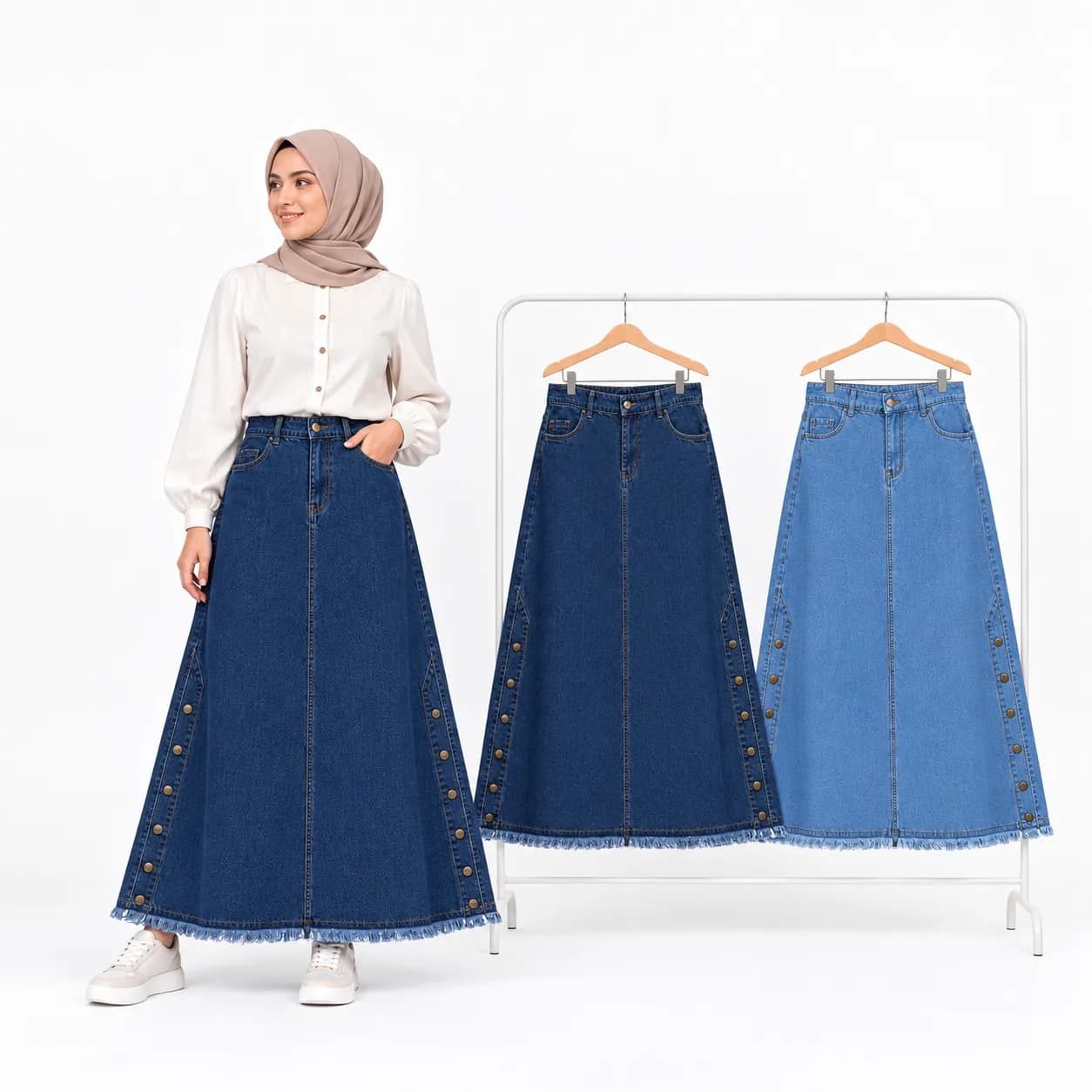 Alora Denim Maxi Skirt