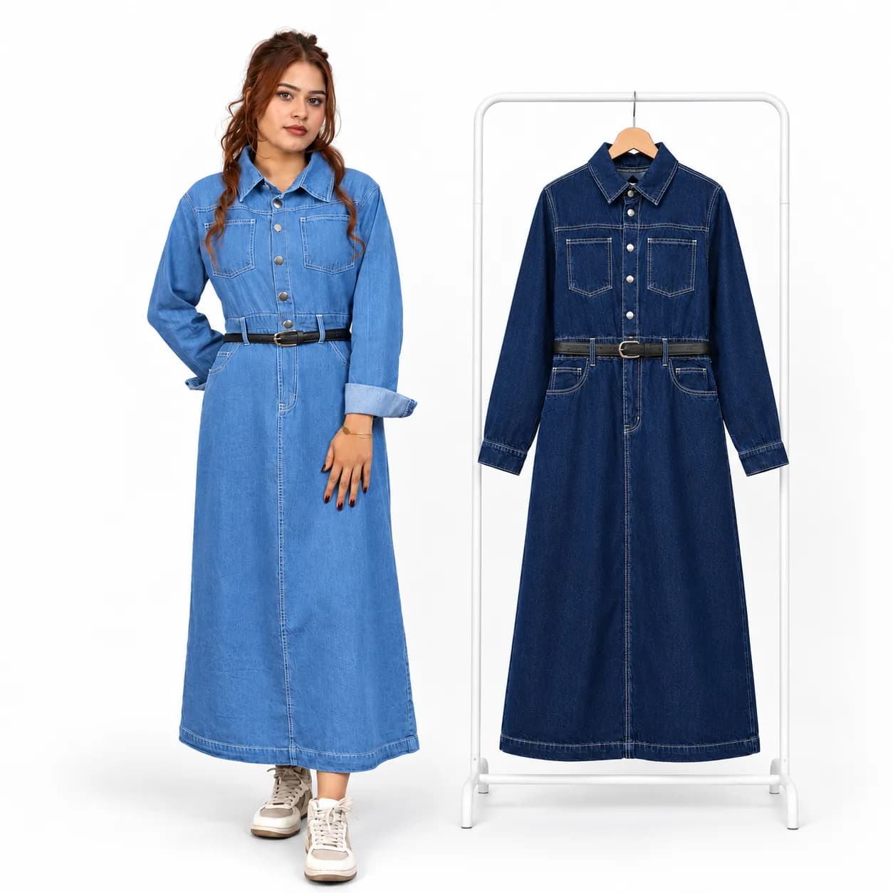 STOFFA Signature Denim Maxi Dress